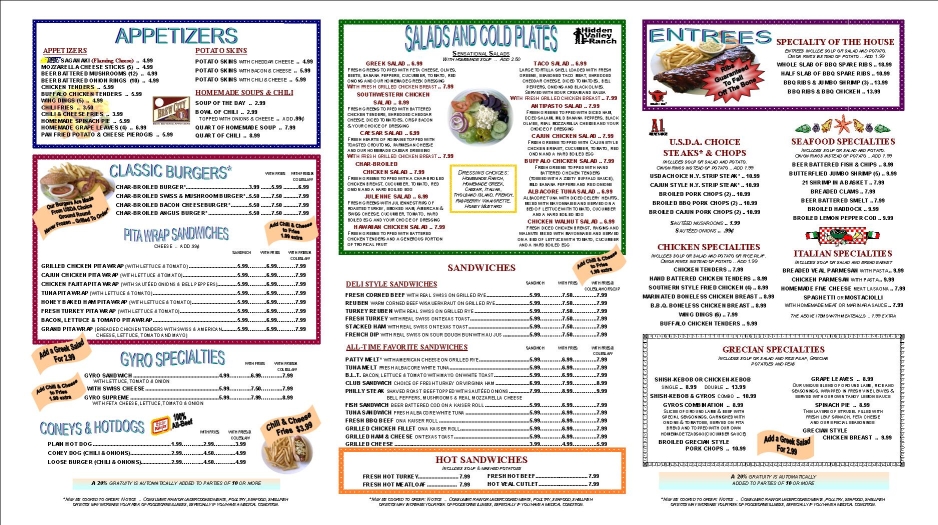 Tri-Fold Double Sided Laminated Menu (Six Pages)